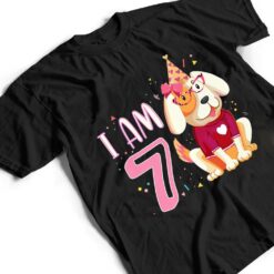 7th birthday girl dog puppies children I am 7 T Shirt - Dream Art Europa