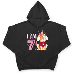 7th birthday girl dog puppies children I am 7 T Shirt - Dream Art Europa