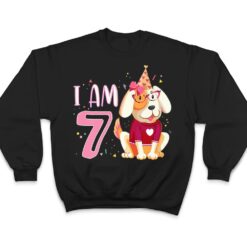 7th birthday girl dog puppies children I am 7 T Shirt - Dream Art Europa