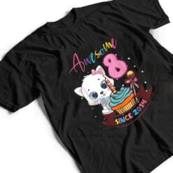 8 Years Old 8th Birthday Girls Cute Cat Awesome Since 2014 T Shirt - Dream Art Europa