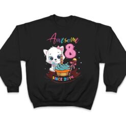 8 Years Old 8th Birthday Girls Cute Cat Awesome Since 2014 T Shirt - Dream Art Europa