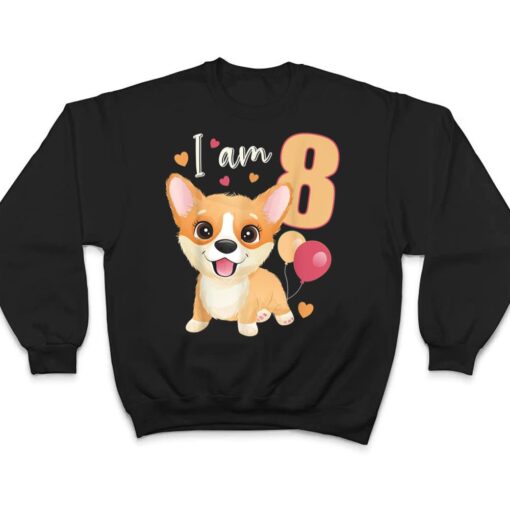 8 Years old 8 birthday outfit Boy girl Dog Corgi T Shirt