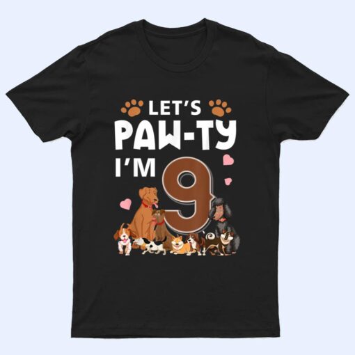 9 Year Old Puppy Dog Birthday Pawty Dogs 9th Party T Shirt