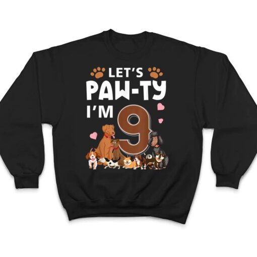 9 Year Old Puppy Dog Birthday Pawty Dogs 9th Party T Shirt