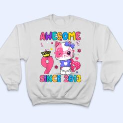 9 Years Old 9th Birthday Girls Cute Cat Awesome Since 2013 T Shirt - Dream Art Europa