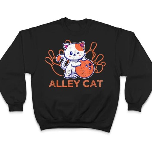 Alley Cat Bowling Team Humor Funny Bowler Cats Vintage T Shirt