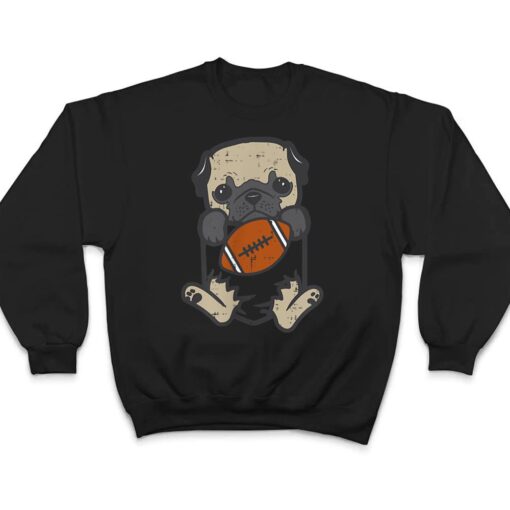 American Football Pug Pocket Cute Sports Dog T Shirt