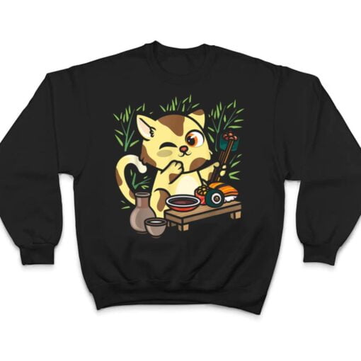 Animal Sushi Cat Lover Japanese Kawaii Cat Eating Food Art T Shirt