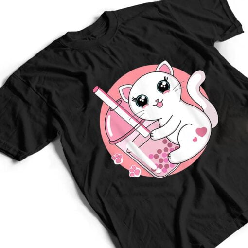 Anime Kawaii Cat Boba Bubble Tea T Shirt