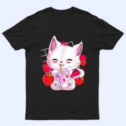 Anime Kawaii Cat Strawberry Milk Anime Neko Gifts Girls Teen T Shirt