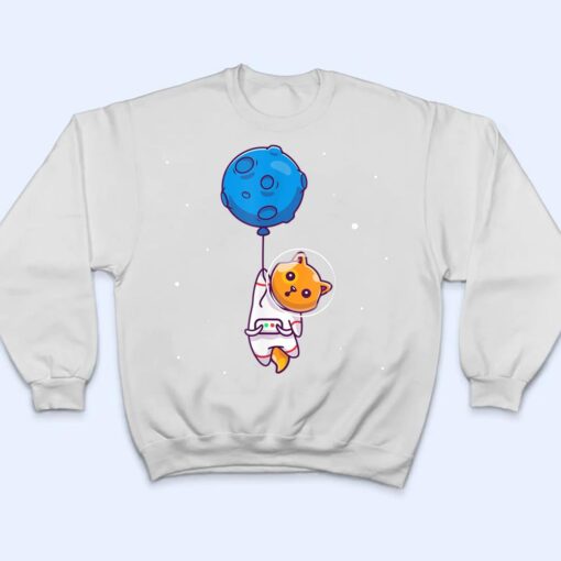 Astronaut Cat in Space Holding Planet Balloon, Cat Lover T Shirt