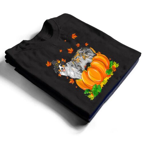 Australian Shepherd Dog Happy Thanksgiving Pumpkin Fall T Shirt