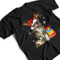 Australian Shepherd Dog Lights Santa Hat Christmas T Shirt - Dream Art Europa