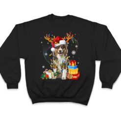 Australian Shepherd Dog Lights Santa Hat Christmas T Shirt - Dream Art Europa