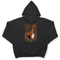 Basset Hound Dog Pumpkin American Flag Witch Hat Halloween T Shirt - Dream Art Europa