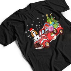 Basset Hound Riding Red Truck Merry Christmas Dog Lover T Shirt - Dream Art Europa