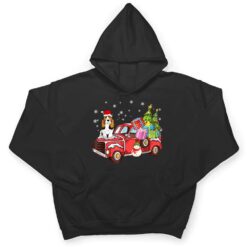 Basset Hound Riding Red Truck Merry Christmas Dog Lover T Shirt - Dream Art Europa