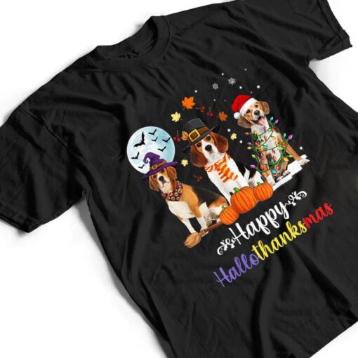 Beagle Dog Halloween Merry Christmas Happy Hallothanksmas T Shirt