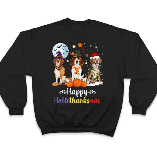 Beagle Dog Halloween Merry Christmas Happy Hallothanksmas T Shirt