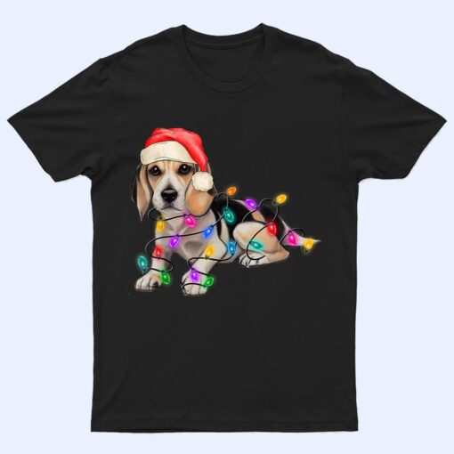 Beagle Santa Christmas Tree Lights Xmas Boys Dog Dogmas T Shirt