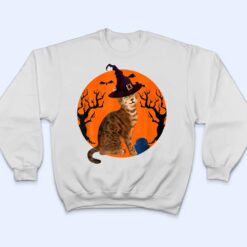 Bengal Cat Halloween Witch Hat And Moon T Shirt - Dream Art Europa