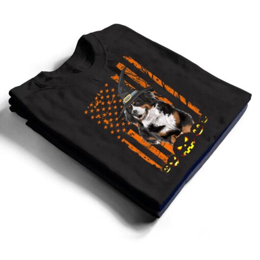 Bernese Mountain Dog Pumpkin American Flag Vintage Halloween T Shirt