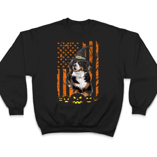 Bernese Mountain Dog Pumpkin American Flag Vintage Halloween T Shirt