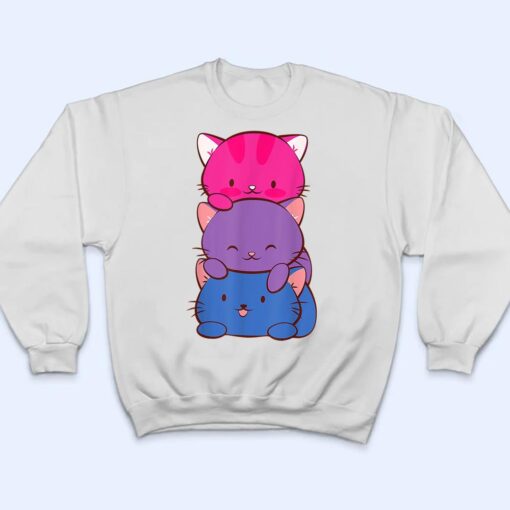 Bisexual Pride Kawaii Kitty Cat Stack Anime T Shirt