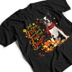 Black Boston Terrier Just A Girl Who Loves Fall And Dogs T Shirt - Dream Art Europa