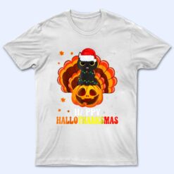 Black Cat Happy HalloThanksMas T Shirt