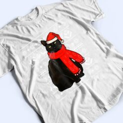 Black Cat Santa Hat Ugly Christmas Sweater Funny Xmas Pajama T Shirt - Dream Art Europa