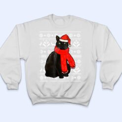 Black Cat Santa Hat Ugly Christmas Sweater Funny Xmas Pajama T Shirt - Dream Art Europa