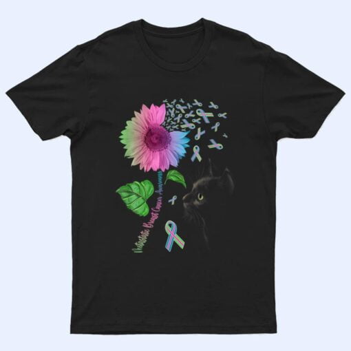 Black Cat Sunflower Metastatic Breast Cancer Awareness Day T Shirt