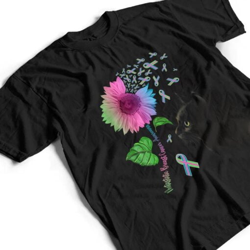 Black Cat Sunflower Metastatic Breast Cancer Awareness Day T Shirt