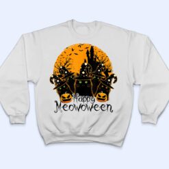 Black Cat Witch Hat Halloween Costume Happy Meowloween Funny T Shirt - Dream Art Europa