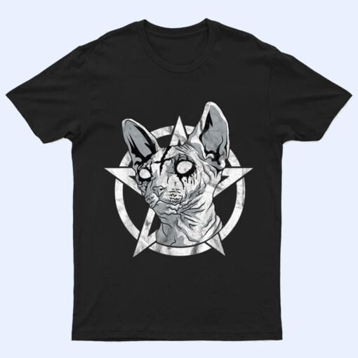 Black Metal Sphynx Cat Goth and Death Metal Sphinx Occult T Shirt