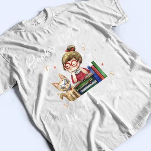 Books Cats Life Is Sweet Cat Book Lovers Reading Book Ver 2 T Shirt