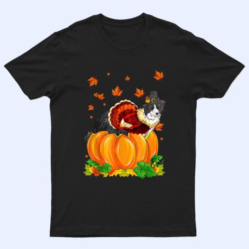 Border Collie Dog Thanksgiving Turkey Fall Autumn Pumpkin T Shirt