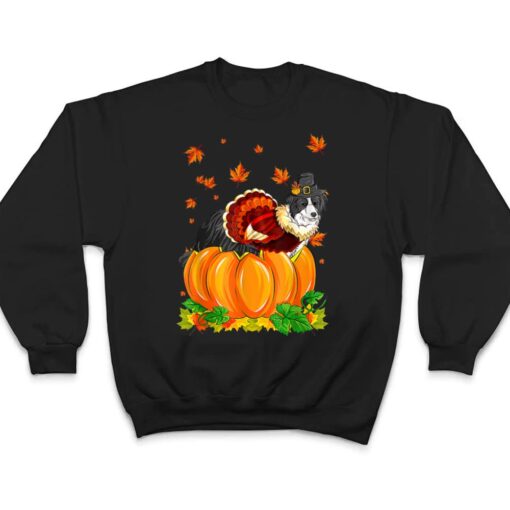 Border Collie Dog Thanksgiving Turkey Fall Autumn Pumpkin T Shirt