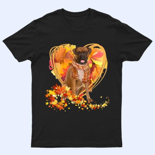 Boxer Love Autumn Heart Thanksgiving Dog Lover T Shirt