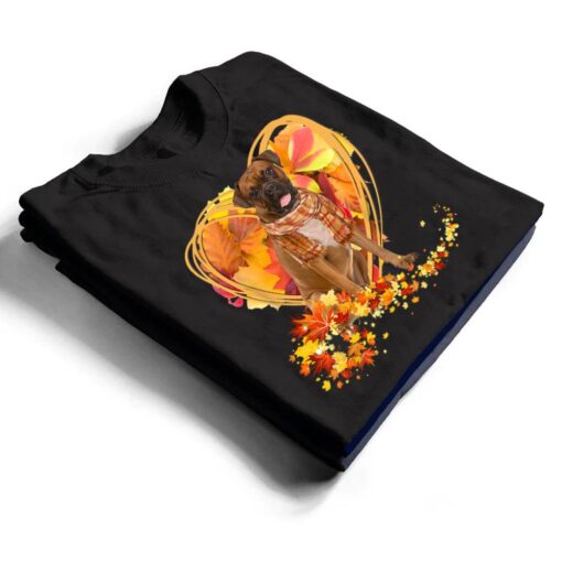 Boxer Love Autumn Heart Thanksgiving Dog Lover T Shirt