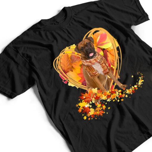 Boxer Love Autumn Heart Thanksgiving Dog Lover T Shirt