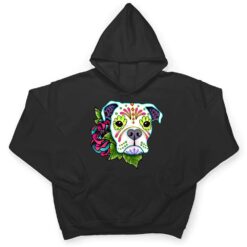 Boxer in White - Day of the Dead Sugar Skull Dog T Shirt - Dream Art Europa