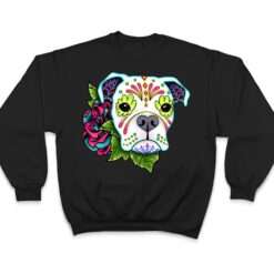 Boxer in White - Day of the Dead Sugar Skull Dog T Shirt - Dream Art Europa