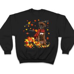 Brindle Boxer Fall Red Scarf Autumn Leaf Gift For Dog Lover T Shirt - Dream Art Europa