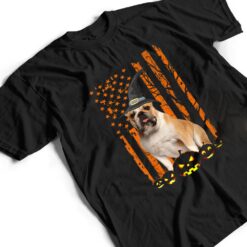 Bulldog Dog Pumpkin American Flag Vintage Halloween Witch T Shirt - Dream Art Europa