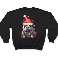 Bulldog Santa Christmas Tree Lights Xmas Boys Dog Dogmas T Shirt - Dream Art Europa