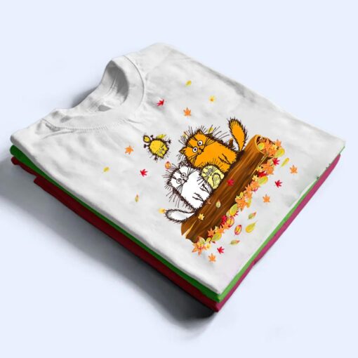 Cat Autumn Fall Leaves Thanksgiving T Shirt