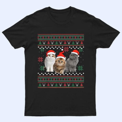 Cat Christmas Ugly Sweater Santa Hat Gifts For Cat Lover T Shirt