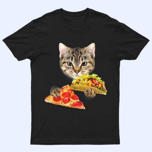 Cat Eating Taco and Pizza , Funny Kitty by Zany Brainy T Shirt